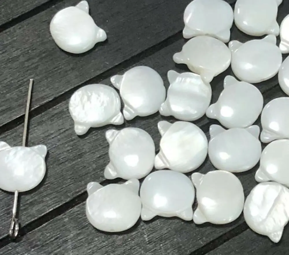 10 PCS 10mm Natural Freshwater shell Cat Head  White Mother of Pearl Loose Beads Jewelry Necklace Earring DIY Crafts