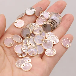 10Pcs Natural Mirror Shell Pendant Round Disc Mop Shell Charm Pendants for Jewelry Making DIY Necklace Earrings Accessory