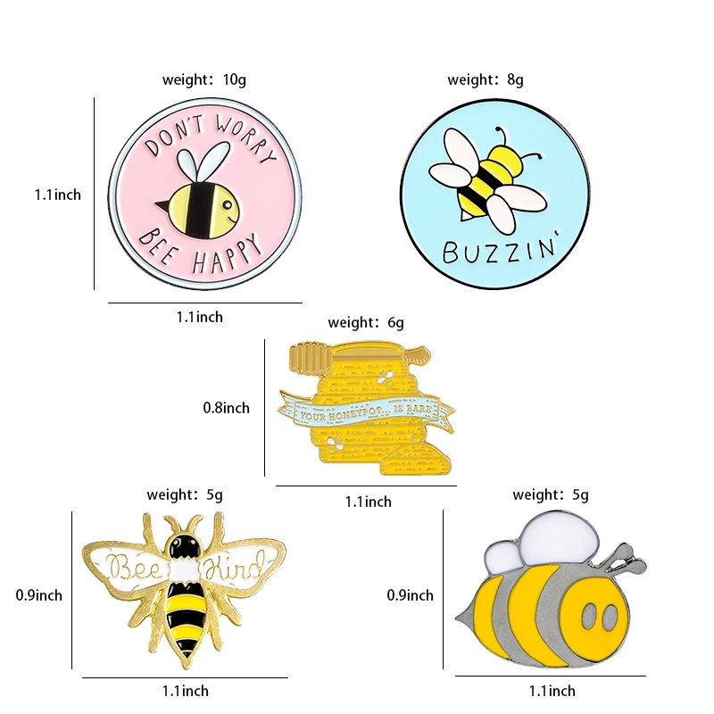 Pszczoła emalia szpilki homofoniczny bądź miły zapisz broszka pszczoła torba ubrania przypinka różowa okrągła przypinka miód damska biżuteria na