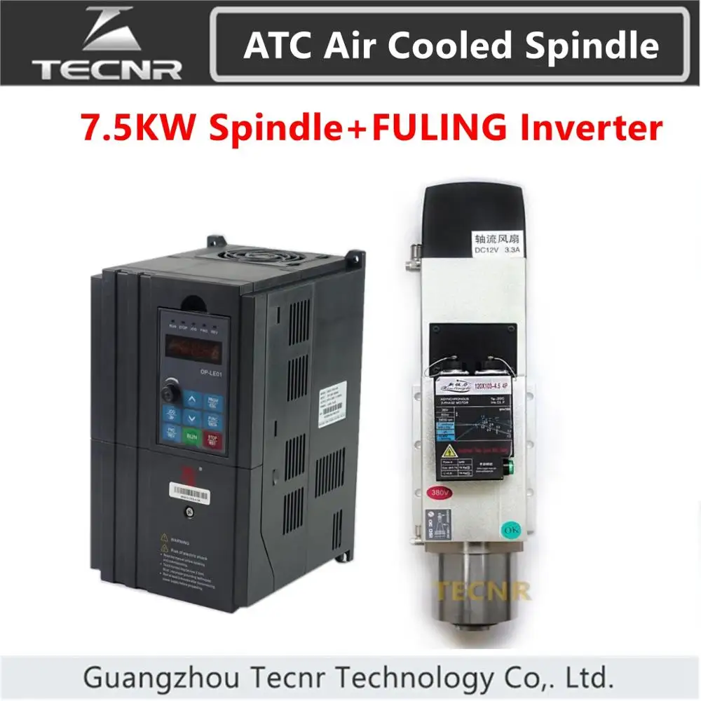 Automatic Tool Change spindle 7.5KW 380V ATC air cooled spindle motor ISO30 and FULING VFD Frequency Inverter