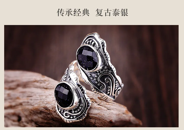 

925 selling Thai silver precision sterling silver jewelry women's opening red corundum ring