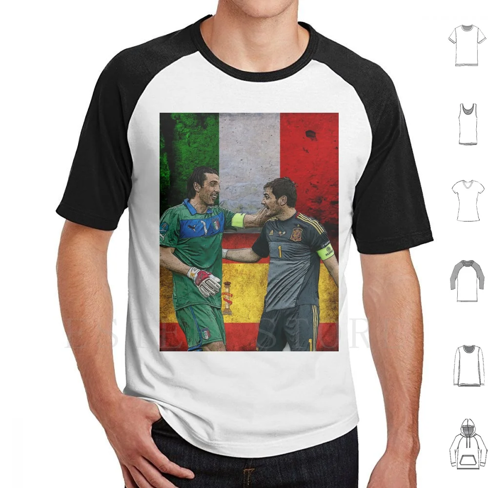 Iker Casillas y Gianluigi Buffon camiseta DIY tamaño grande 100% algodón Gianluigi Buffon Iker Casillas España Italia fútbol