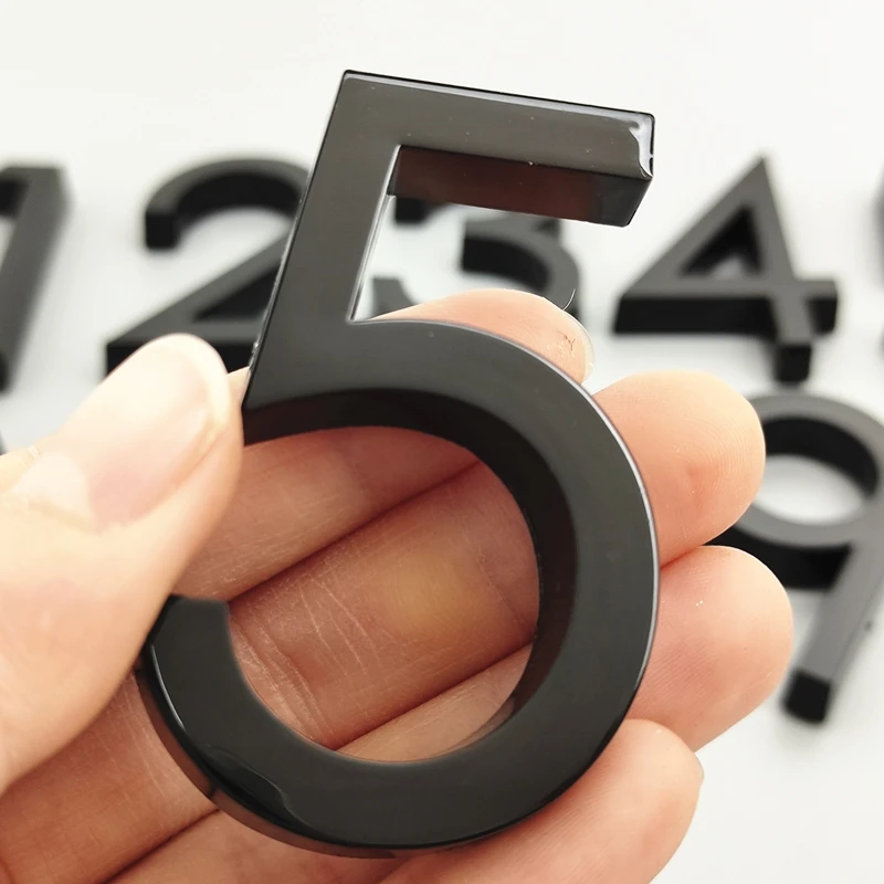 House Number Black 58mm Door Plate Address Digits Sticker Label #0-9 ABS Plastic Plaque Numbers Stickers Sign Wedding Home Decor