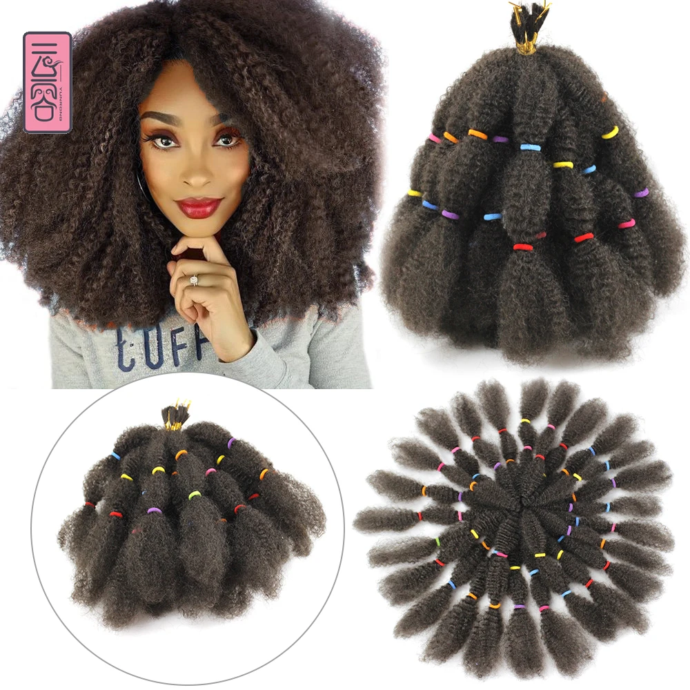 Yunrong Marly Braid Hairs 12Inches Afro Kinky Bulk Crochet Braiding 20Strands Synthetic Twist Hair For Black Woman Braiding Hair