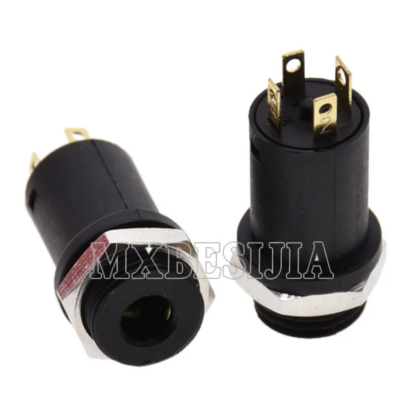 5pcs 3.5mm 4 Channel Female Headphone Stereo Jack Panel Mount Connector Audio Video Vertical Socket Gold Plated  black