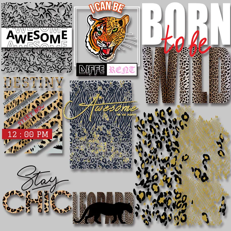 \'Born to be Wild\' \'Stay Chic\' Heat Transfer PVC Patch Thermal stickers on clothes Washable DIY Appliques