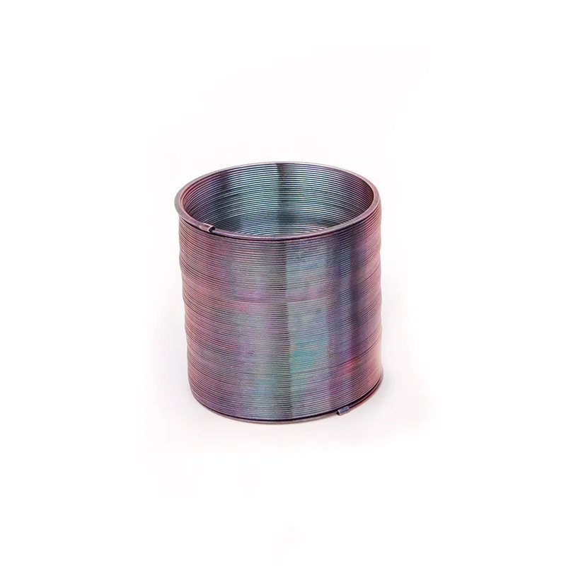 2.5 Inch Science Toys Steel Slinkys Stairs Walking Spring Colour Metal Coil Rainbow Nostalgic Coil Spring