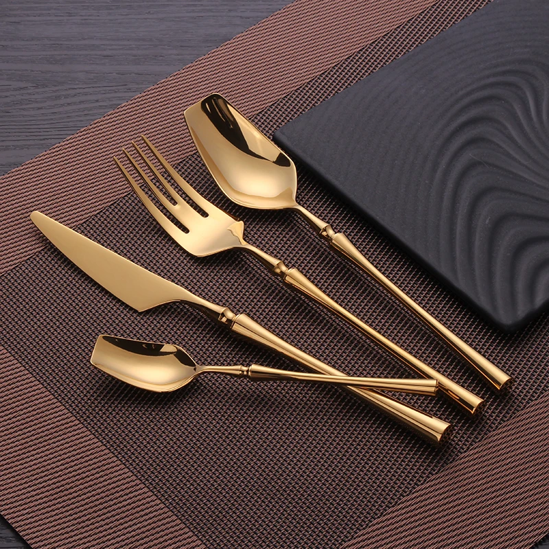 Cutlery Set Matte Gold Cutlery Set Stainless Steel Dinnerwar Steel Gold Forks Spoons Knives Steel Cutlery Set Silverware Set