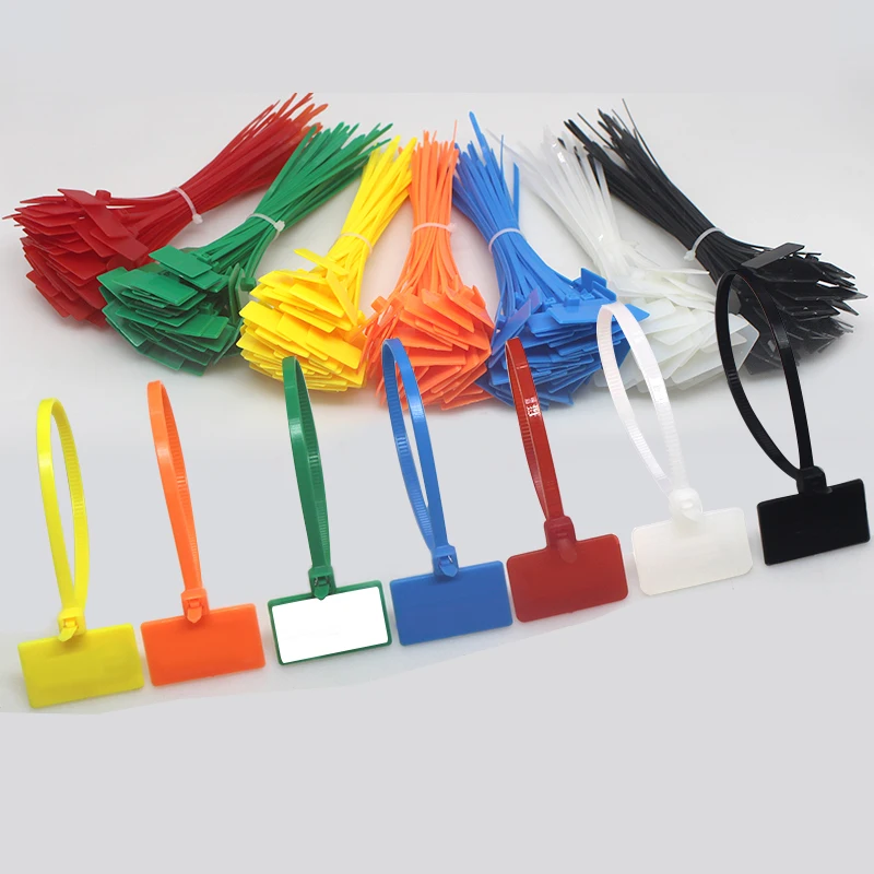 250-Pieces Nylon Cable Marker Ties Self-locking Cord Tags Write on Ethernet Label Wire Straps Cable Tie for Home/Office Use