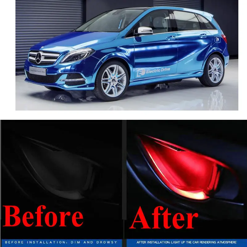 

4pc CF style stickers on cars interior inside door handle atmosphere lamp for mercedes w246 w203 w204 s204 cl203 a209 c209 w414