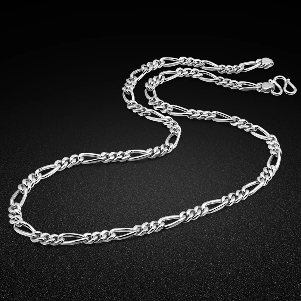 Fashion Men\'s Original 925 Silver Necklace 6MM Figaro Chain 22\'\' Length Classic Jewelry Gift Birthday Party Accessories Hip-hop