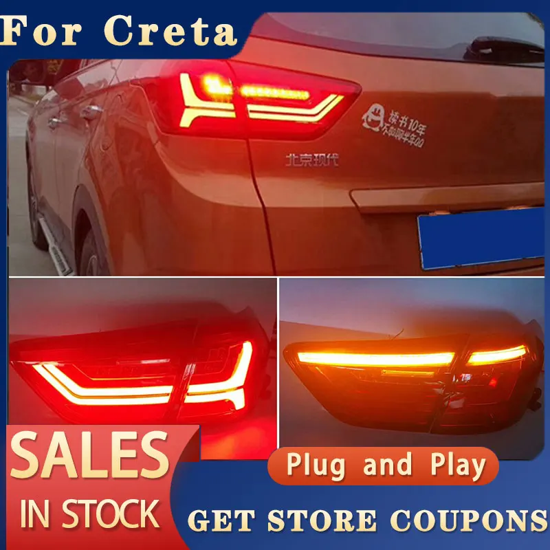 For Hyundai IX25 Tail Lights 2013-2018 Creta LED Tail Lamp LED DRL Dynamic Signal Brake light steering lamp