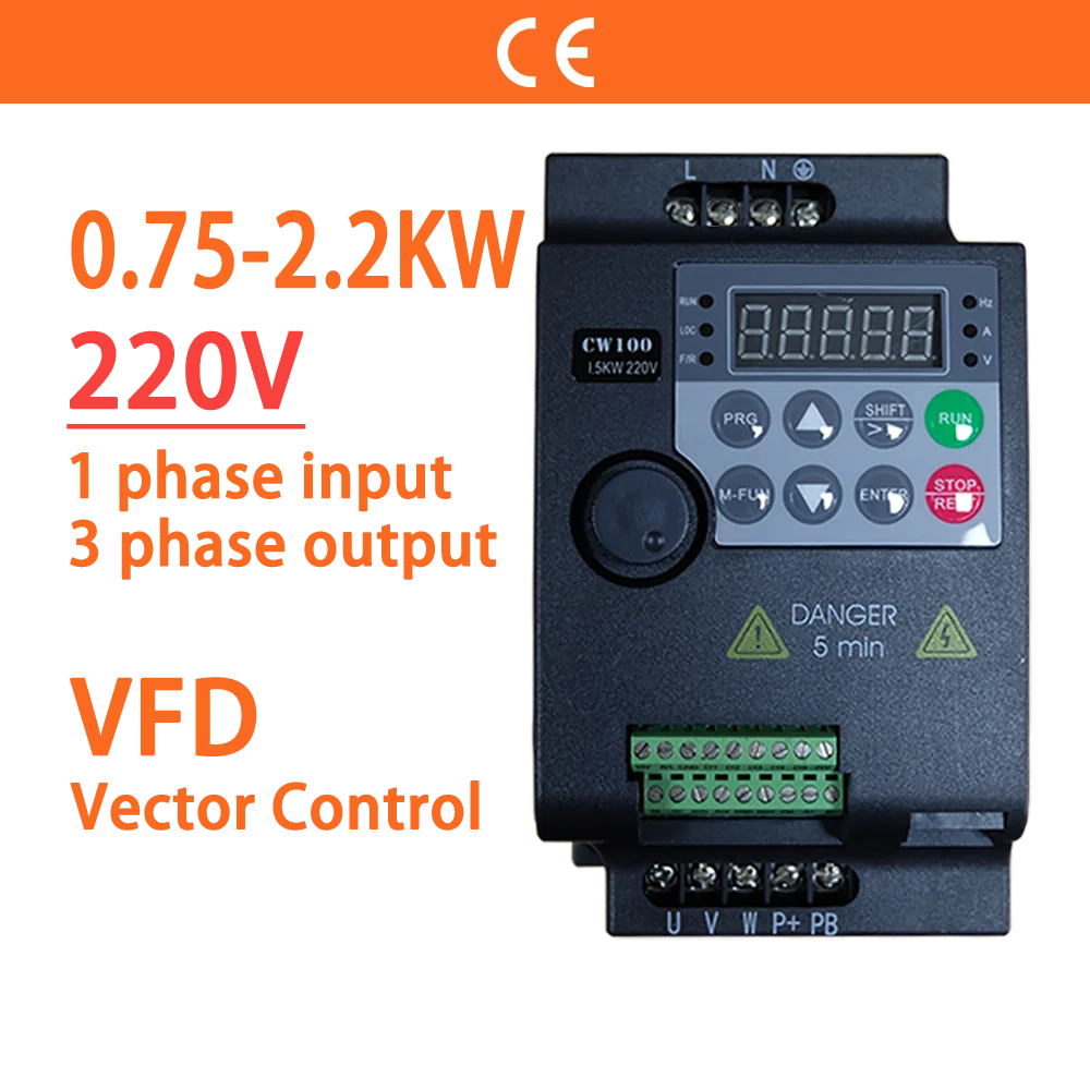 220V 0.75KW/1.5KW/2.2KW 1HP/2HP/3HP Economical Mini VFD Variable Frequency Drive Converter for Motor Speed Control Inverter