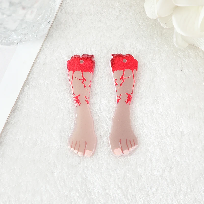 10 Pcs/Lot Creepy Halloween Charms Bloody Broken Hand Foot  Acrylic Jewlery Findings For Earring Necklace Diy Making