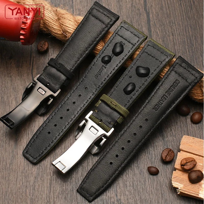 Nylon watchband for I-WC IW377724 IW371614 watch strap 20mm 21mm 22mm bracelet black armygreen blue canvas wrist belt watch band