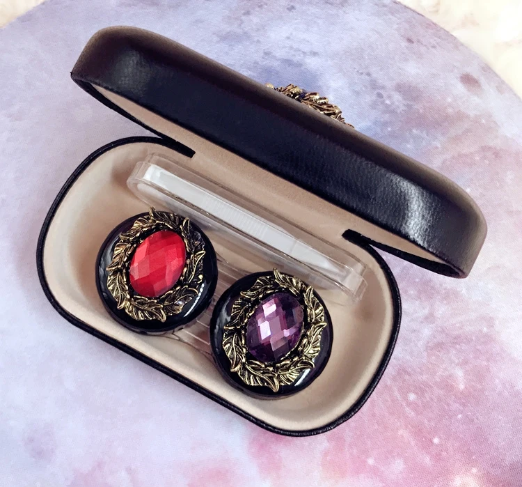 Hot Retro Leather Eye Contact Lens Case For Women Hard Box Eye Lens Container Holder Eyewear Accessories