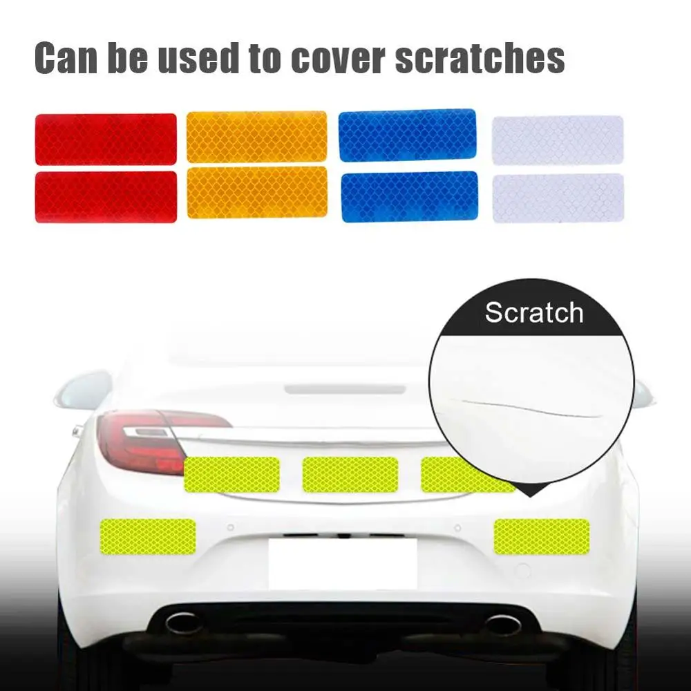 2/4Pcs Reflective Sticker Traffic Safety Night Warning Mark Car Reflective Strip Tape Luminous Car Bumper Decals Reflective