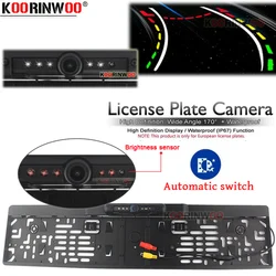 Koorinwoo Car License Plate Frame Intelligent Dynamic Trajectory Tracks Rear View Camera HD Auto Reverse Backup Park Assistance