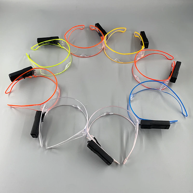 10 Colors Flashing Glasses Light up LED Glasses for Glowing Party Supplies Bright Light Neon Transparent Glasses Glow Sunglasses