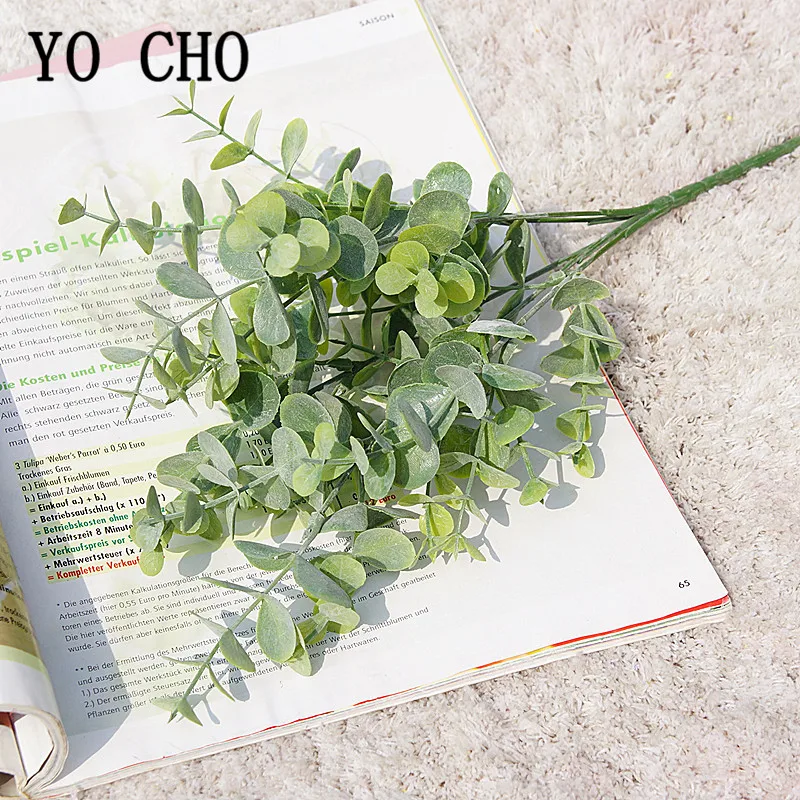 Image 5: YO CHO — Plante artificielle en plastique style forêt,pour mariage ou pour votre domicile, fausse feuille d'eucalyptus verte, décorations, DIY