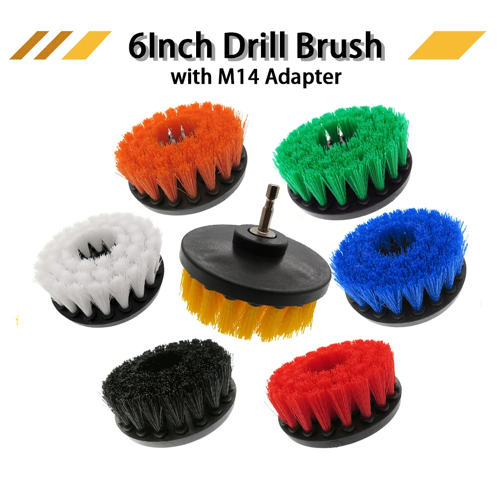 1Pcs 6Inch Power Scrubber Brush Electric Drill Cleaning with M14 Adapter for Cleaning Carpets, Kitchens, Toilet and Bathrooms