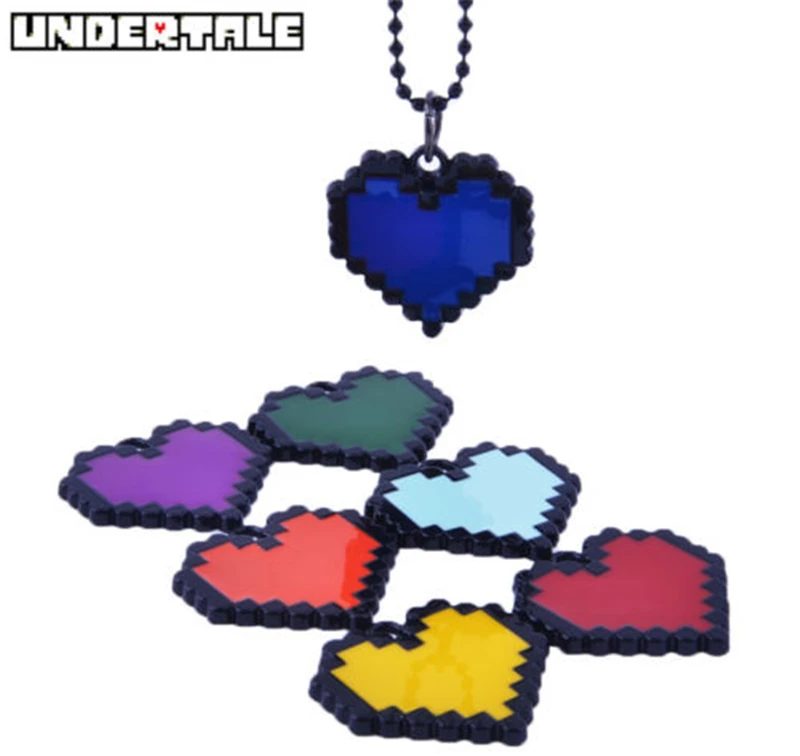 7 Pcs Set Undertale Sans Frisk LOVE Heart Necklace Determination Bravery Pendant Keychain Ring Holder Cosplay Prop Accessories