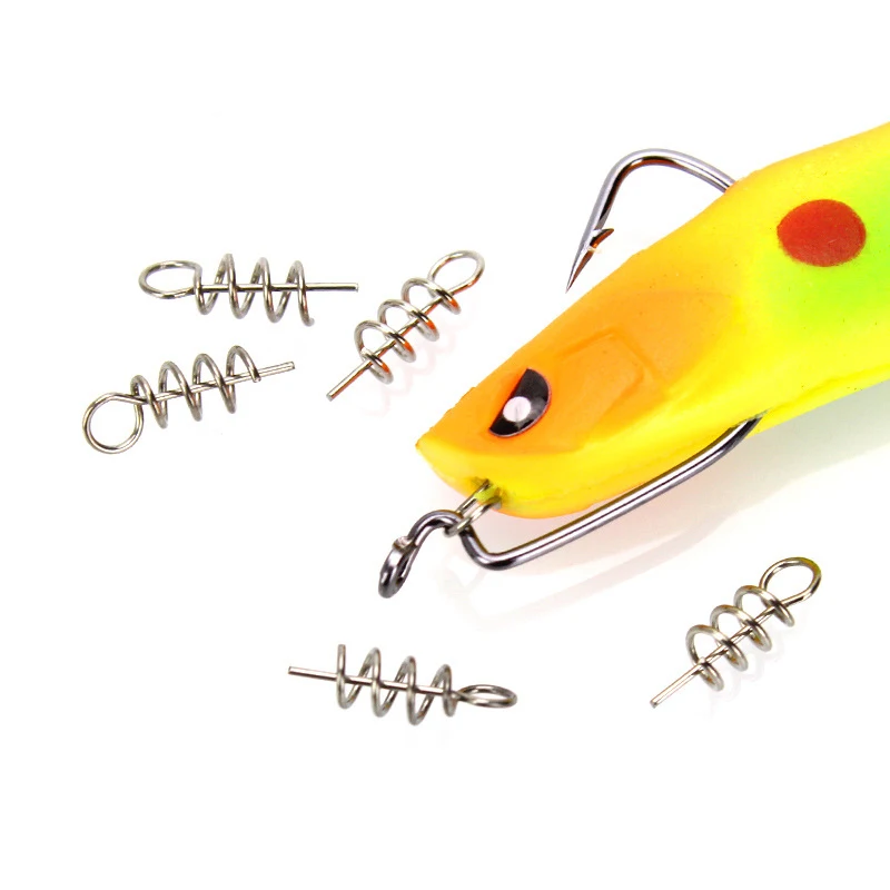 20-100pcs Fishing pins Spring Twist Lock Screw Pin Fixed Latch Needle Small /Big Spring Crank Lock for Soft Lure Bait Worm