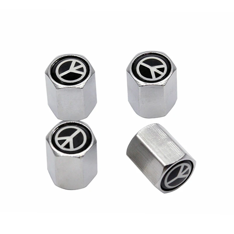 4Pcs/set Peace Symbol Anti-War Logo Sticker Car Wheel Tire Valve Caps Stems Covers Auto Styling for Benz BMW Audi VW