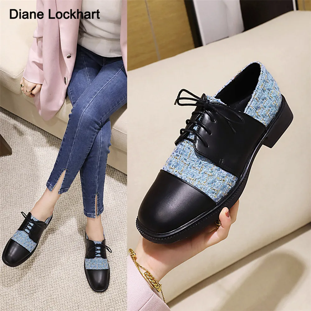 Scarpe donna stringate scarpe Casual scarpe Oxford in pelle PU donna appartamenti scarpe con plateau nere lavoro Zapatos de Mujer blu Beige nero