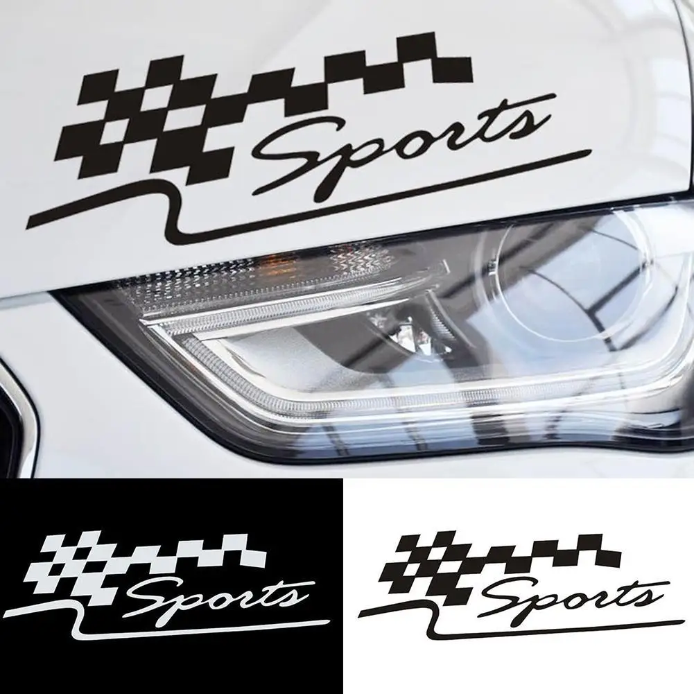 SPORT Letter Checkered Racing Flag Removable Car Sticker Auto Reflective Decal Vinyl Stickers Water-resistant Bumper Decals