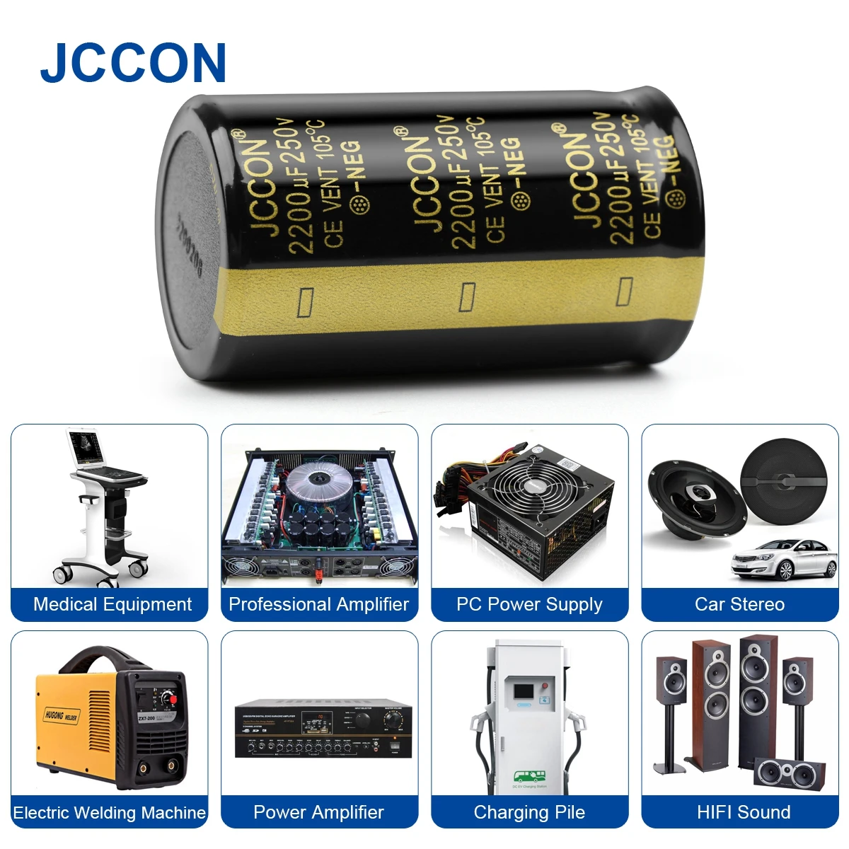 2Pcs JCCON Audio Electrolytic Capacitor 250V 220UF 330UF 470UF 680UF 1000UF For Audio Hifi Amplifier High Frequency Low ESR