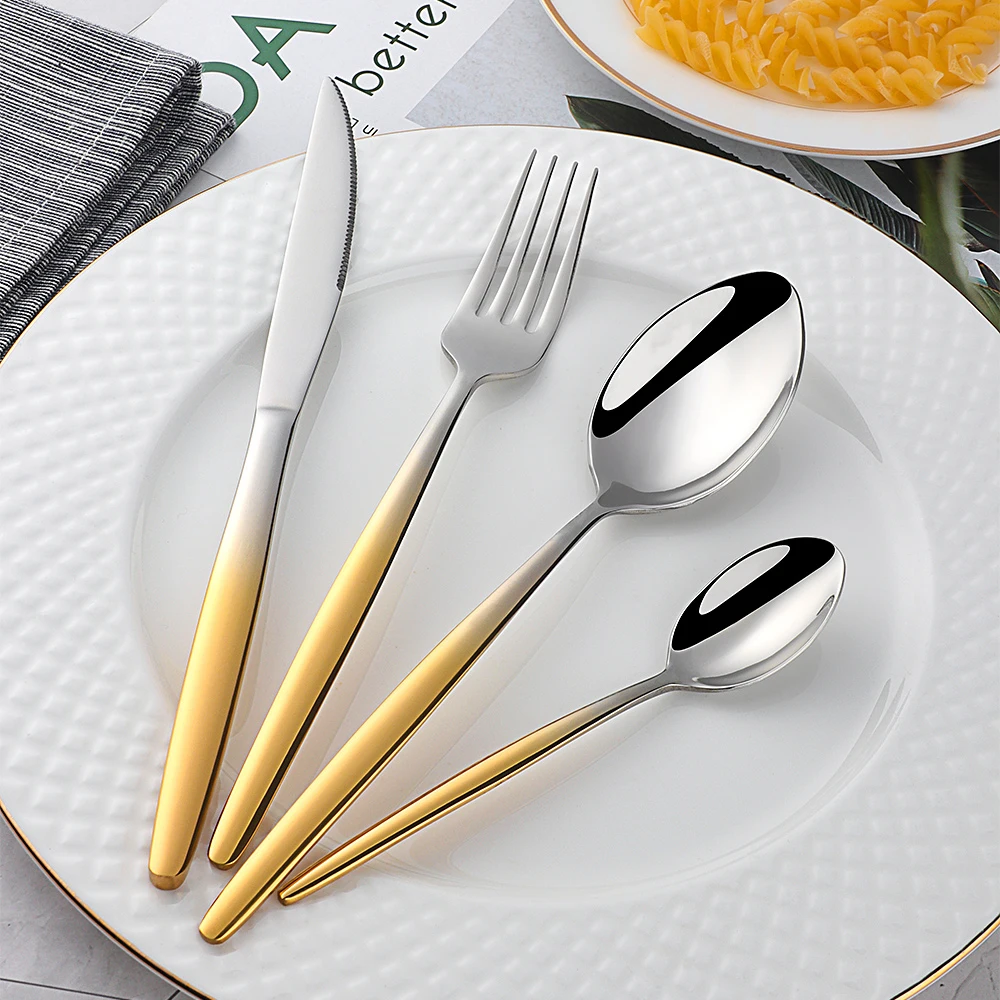 Rainbow Flatware Set Gold Cutlery Sets Stainless Steel Flatware Restaurant Dinnerware Set Tableware Spoon And Fork Set