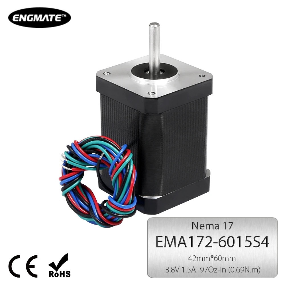 

ENGMATE NEMA 17 Stepper Motor 0.69N.m Bipolar 1.5A for CNC Laser/Plasma Cutter EMA172-6015S4