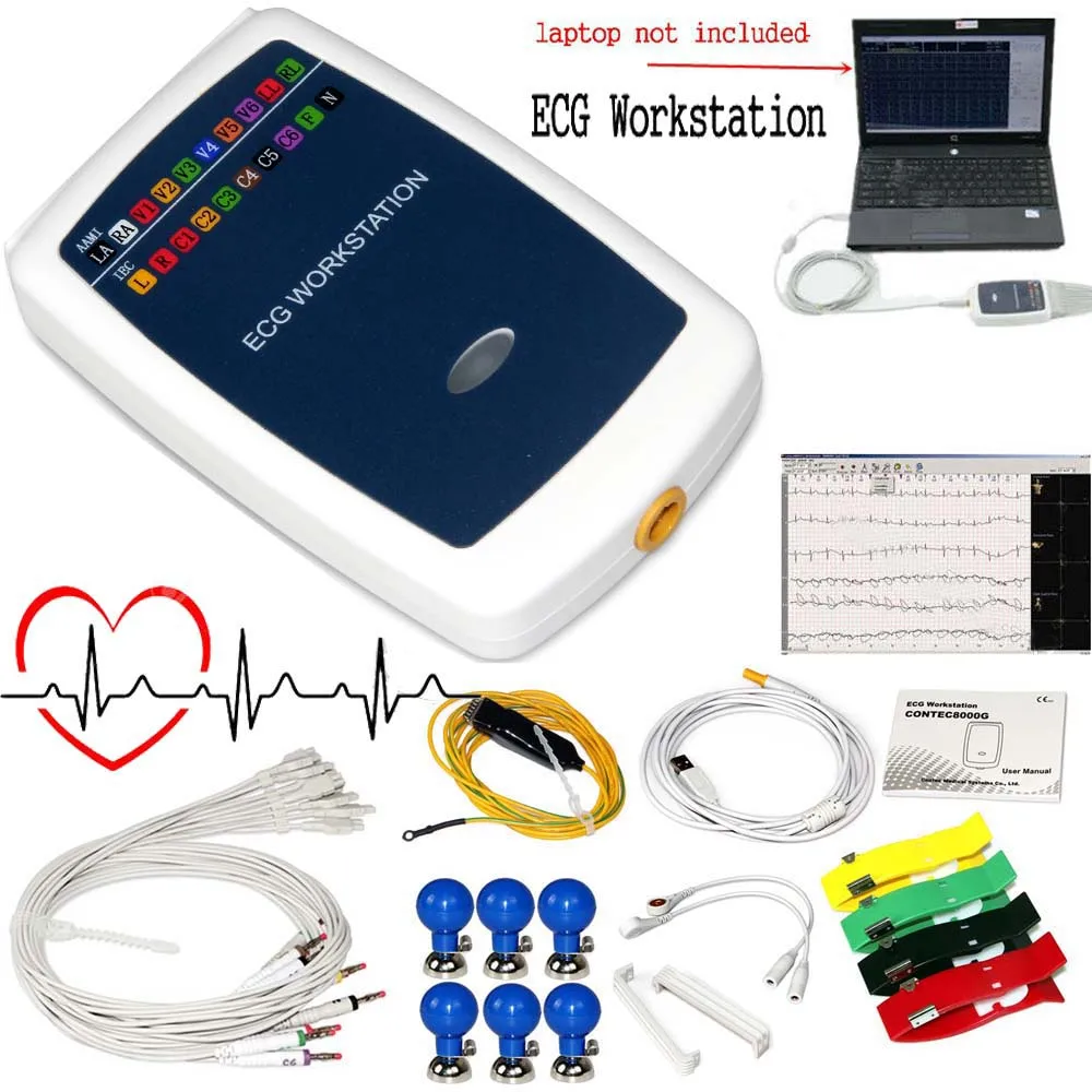 

CONTEC8000G ECG Workstation Portable ECG Waveform Recorder Analyzer 12 Lead Resting Heart Resting Analysis Diagnostic System