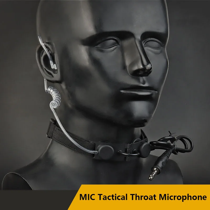 MIC Tactical Throat Microphone, Vacuum Sound Transmission, Earphone Headphone, PE Material