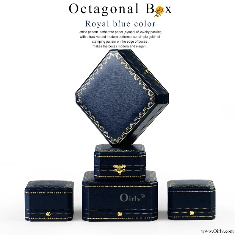 Oirlv Königsblaue Ringbox aus PU-Leder 10,5*8*4,5cm Schmuck-Organizer-Box für Verlobungs- und Hochzeitsschmuck Geschenkbox Schmuckringbox – Detail 3