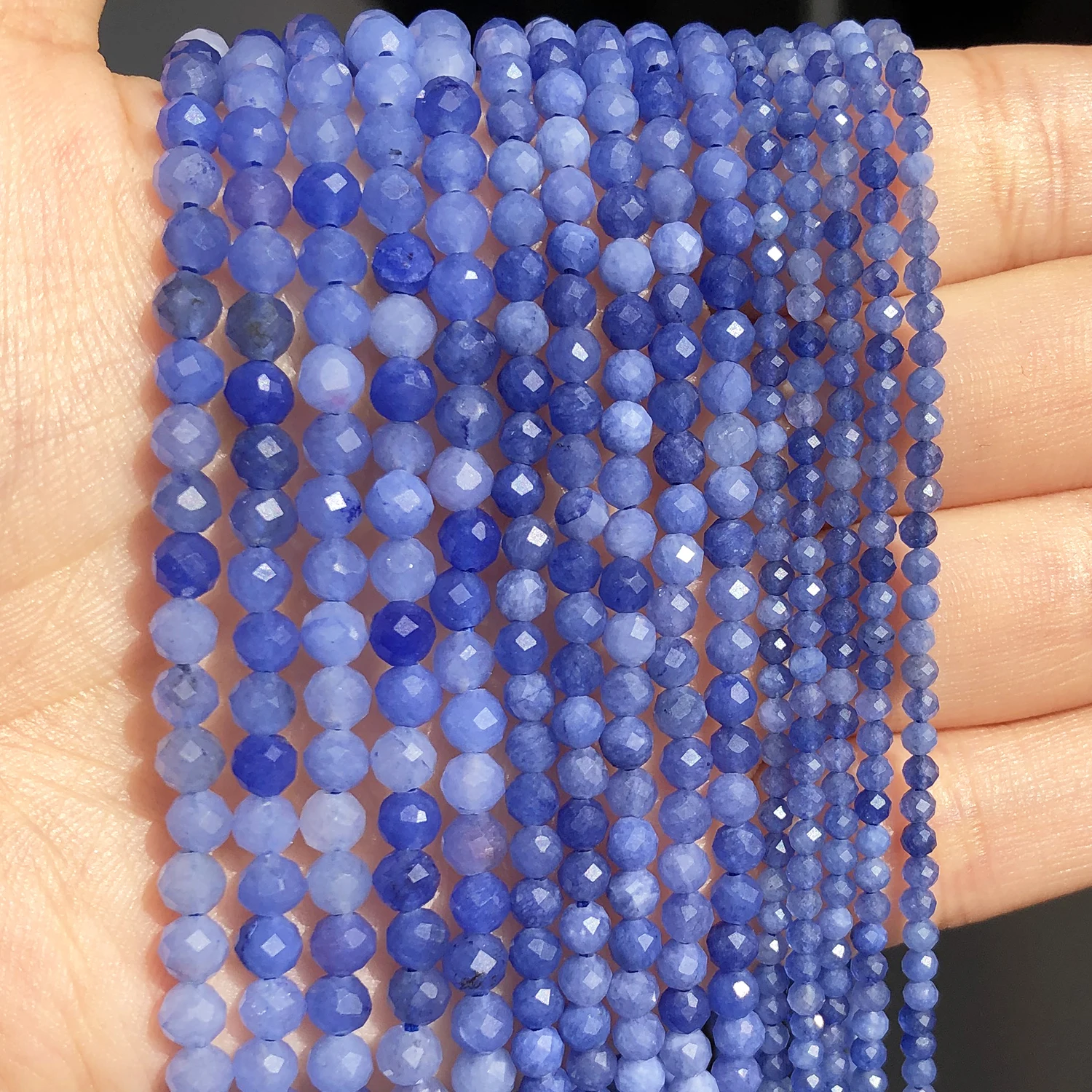 Small 2 3 4 mm Gem Stone Natural Blue Aventurine Loose Spacer Beads for Jewelry Making DIY Bracelet Earrings Accessories 15''