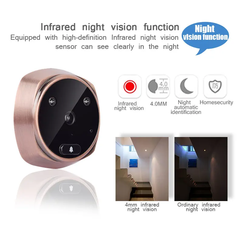 Inteligente eletrônico digital casa visual campainha da câmera campainha 120 graus visor de 2.8 polegadas de vídeo tela de visão noturna