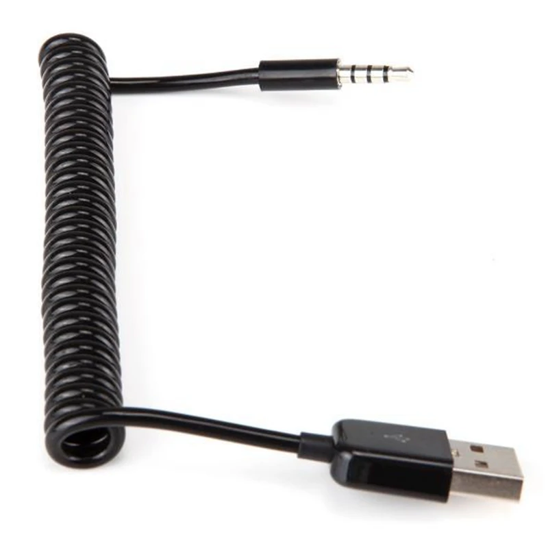 USB 2.0 do 3.5mm audio aux wtyczka z męskiego na męskie realizacji adapter gniazda jack danych kabel sprężynowy, służy do podłączenia telefonu