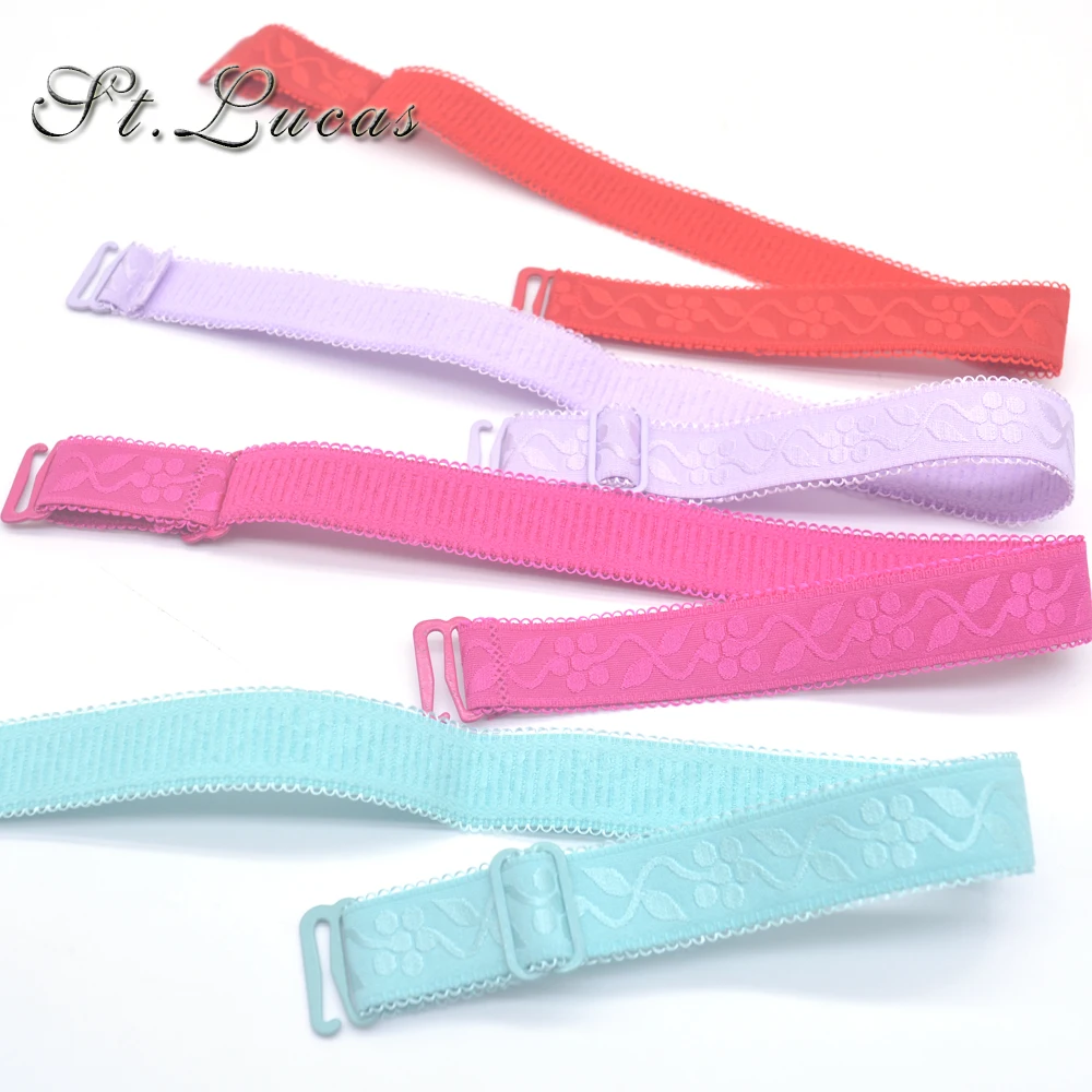 1 pair 18mm width Metal Buckle Bra Straps Women\'s colorful Silicone Bra Straps lace side Adjustable Baldric Intimates Accessory