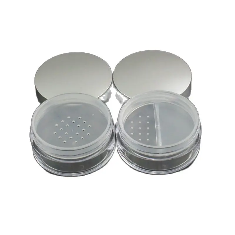 Empty Loose Powder Case 50ml Sliver Cover Honey Powder Pearl Powder Case Cosmetic Container Transparent Loose Powder Box 30pcs