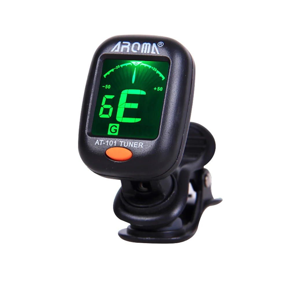 AROMA AT-101 Digital Clip-on Guitar Tuner Foldable Rotating Clip High Sensitivity for Chromatic Guitar Bass Violin Ukulele