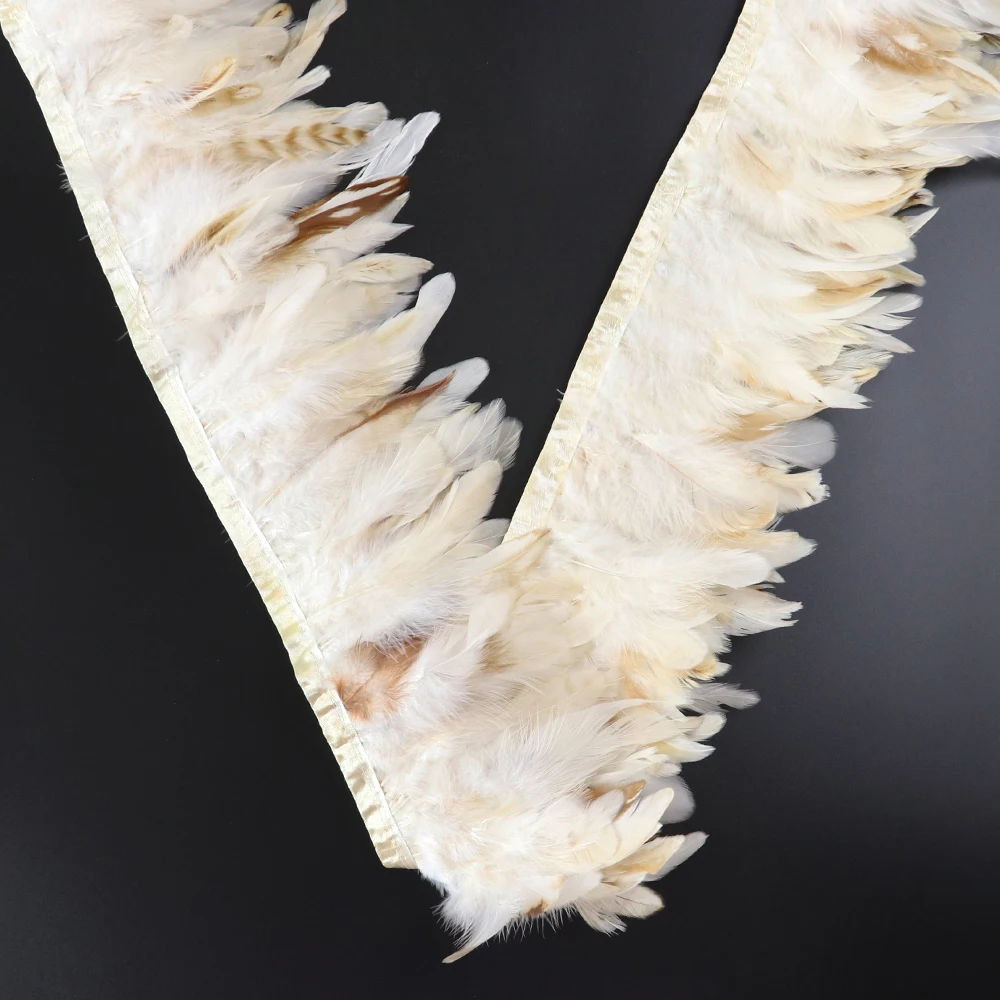 10meter Rooster Feather Trim White Chicken Feathers Ribbon Fringe 10-15cm/4-6 inch Dress Sewing Accessory Home Decoration Crafts