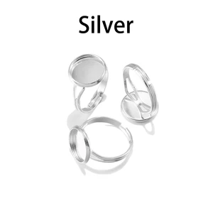 10 pçs/lote ajustável anel em branco base ajuste diâmetro 10 12 14 16 18 20 25 mm cabochons de vidro cameo configurações bandeja diy jóias fazendo anel 10 principais vendas porta alianças de vidro - №4