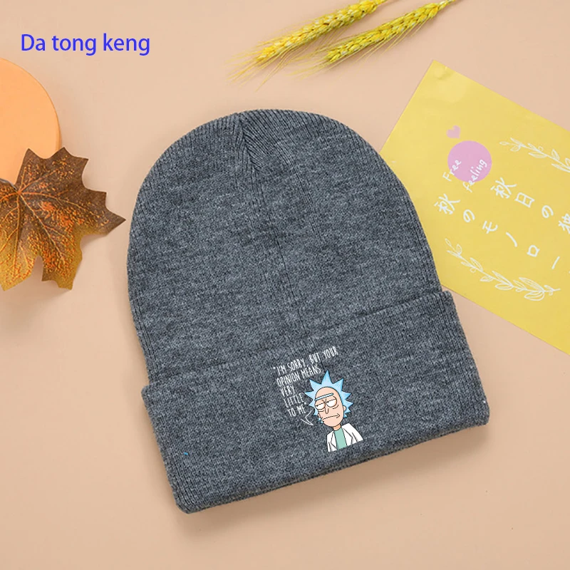 Japan Anime Casual Beanies for Men Women Knitted Winter Hat Solid Hip-hop Skullies Bonnet Unisex Cap