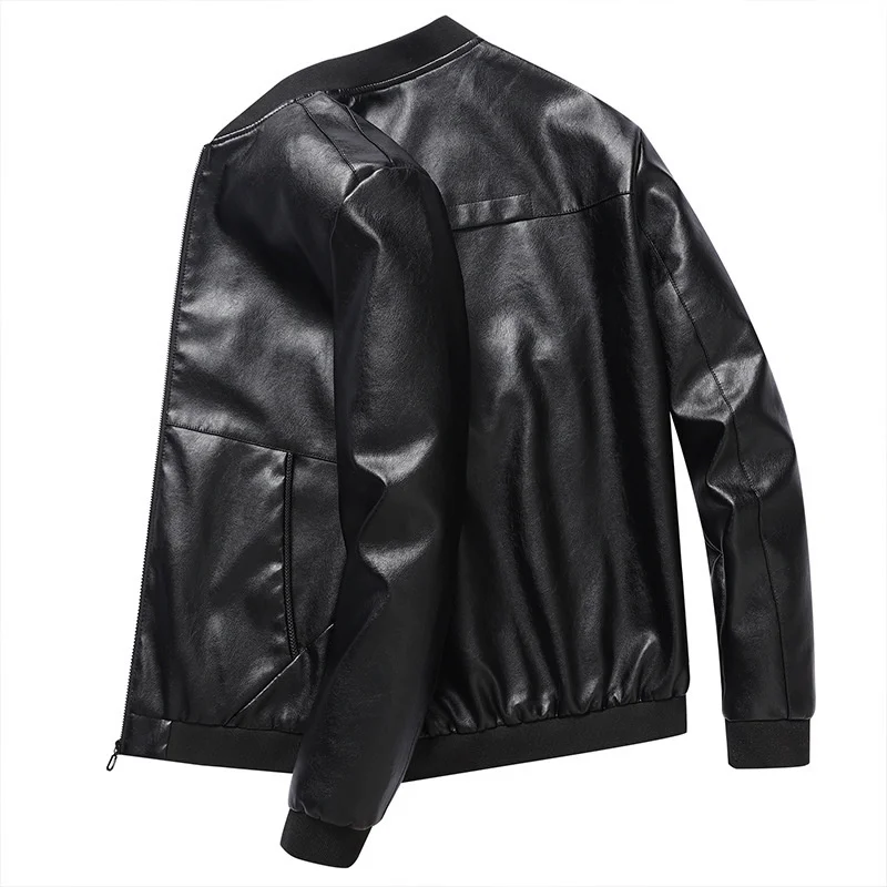 Men's Leather Jackets Stand Collar PU Coat Fashion Simplicity Hansome All-Match Loose Soft Casual Slim Fit Brand Youth Clotthing