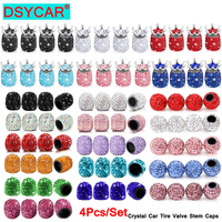 DSYCAR 4Pcs Crystal Rhinestone Universal Car Tire Valve Caps, Attractive Dustproof Bling Car Accessories