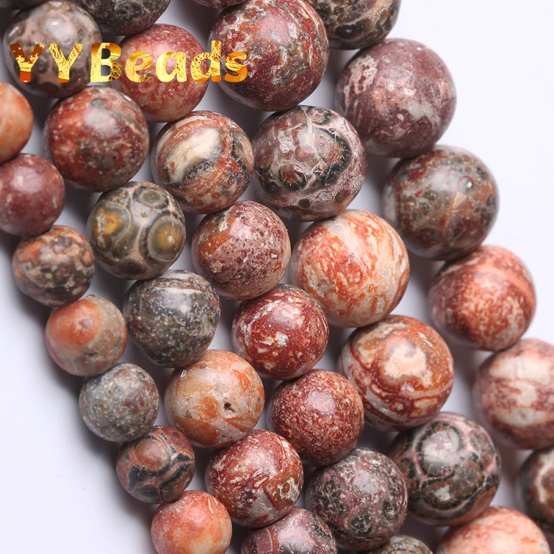 Natural Red Leopardskin Jaspers Beads Minerals Stone Round Loose Charm Beads For Jewelry Making Women Bracelets Ear Studs 4-12mm