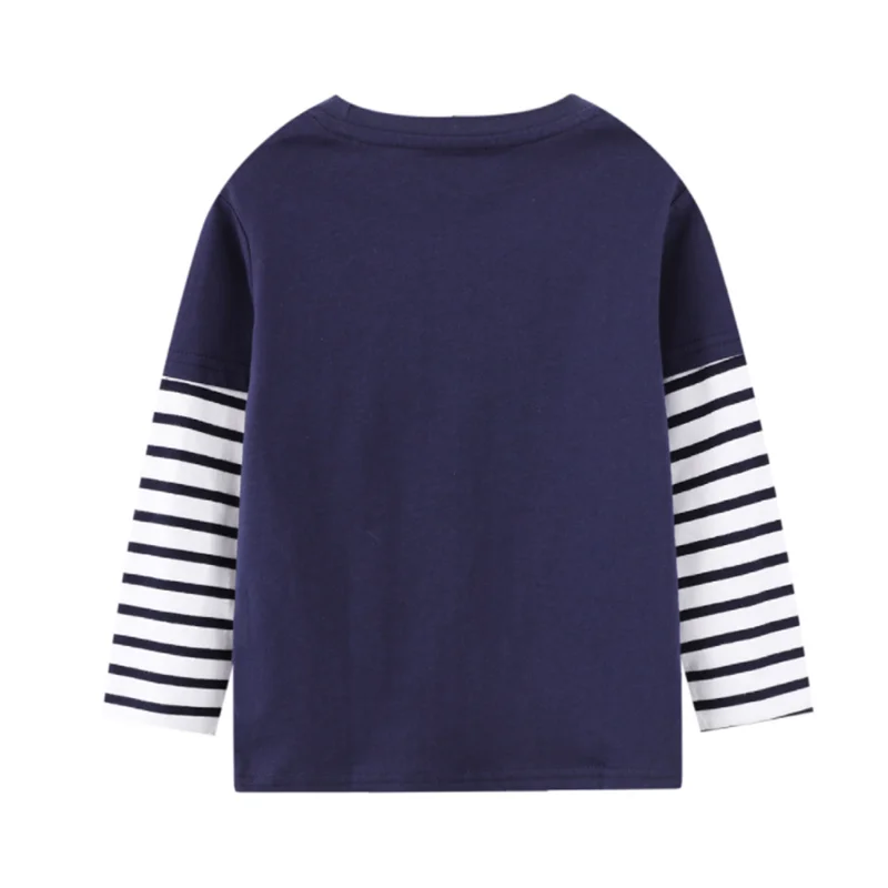 T-shirts à manches longues pour enfants, vêtements pour garçons, pelles, broderie, hauts, chemises, automne hiver