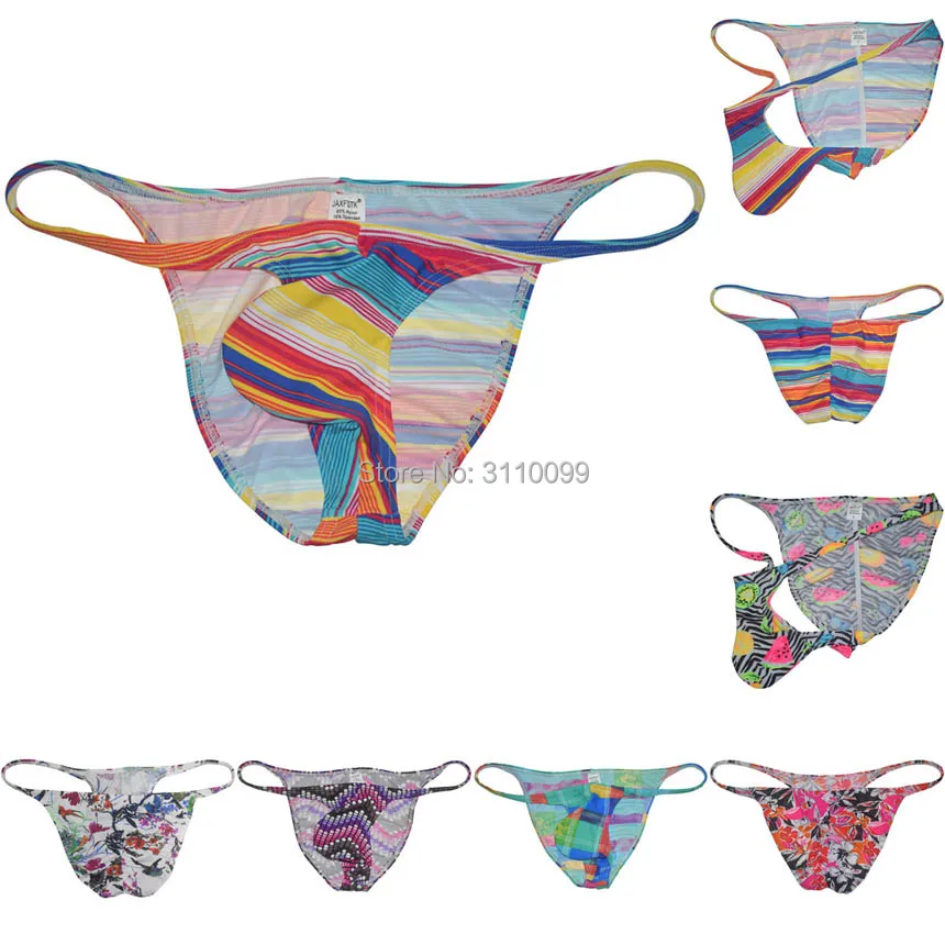 Mens Bulge Cheeky Briefs Underwear Brazilian Pucker Bikini Polychrome Briefs